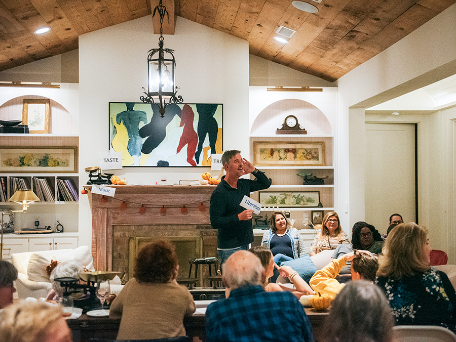 Kevin Roden (’98) leads the Drink and Think session in November.