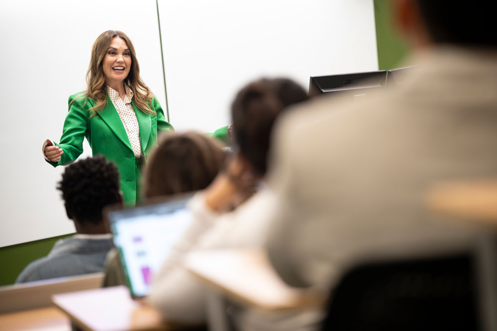 Dustee Jenkins speaks to a PR class.