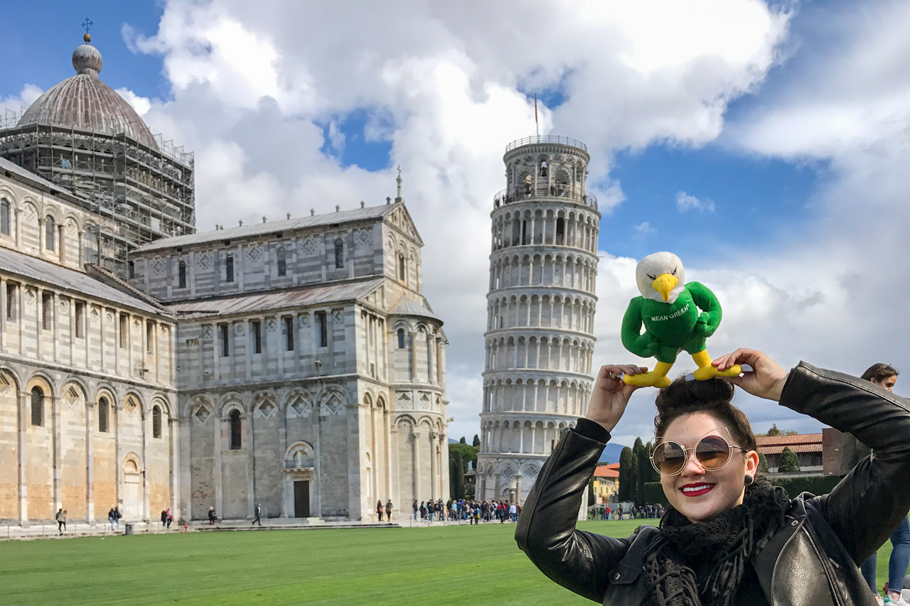 Amy Louise O'Neil ('17) in Vienna near the Tower of Pisa
