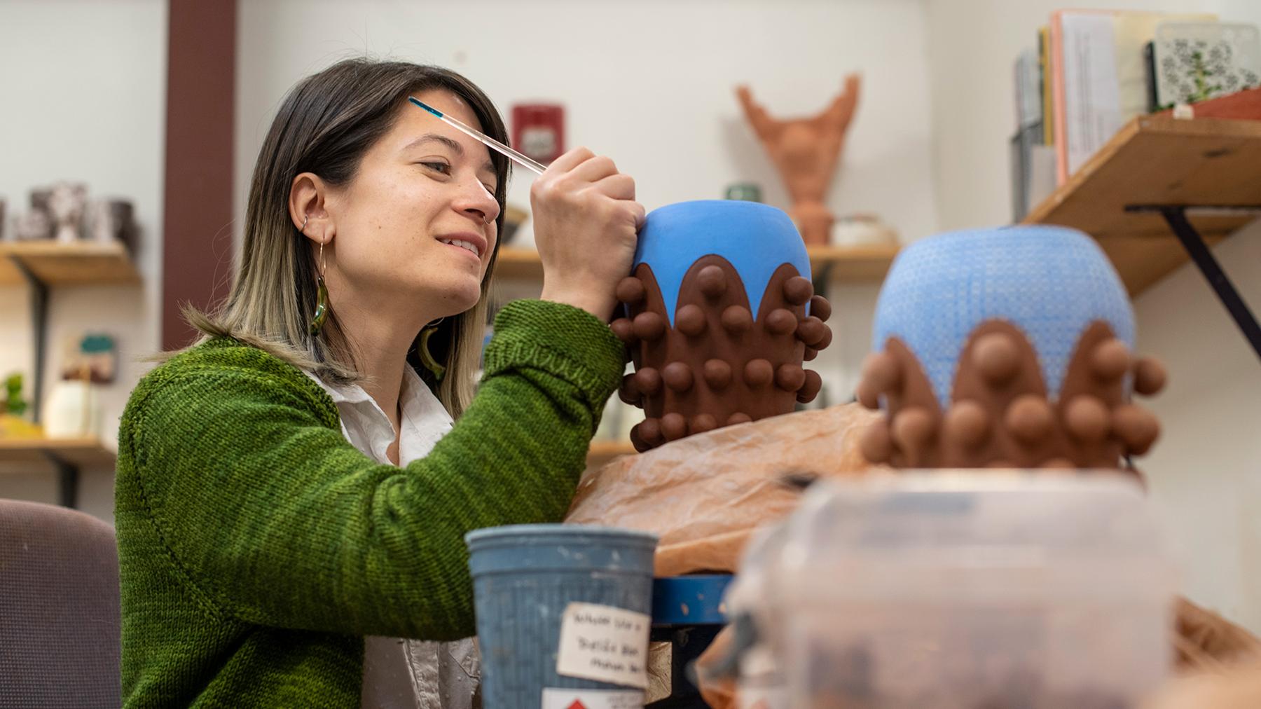 CVAD graduate students work in their studios