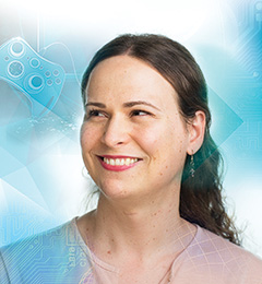 Emilia Schatz ('01)  is a lead game designer for the Los Angeles-based company Naughty Dog. (Photo by Renee Vernon)