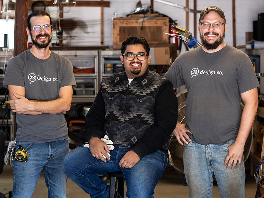 Brandon Taylor ('14), Archit Karkare and Loren Jones ('21 M.F.A.) 