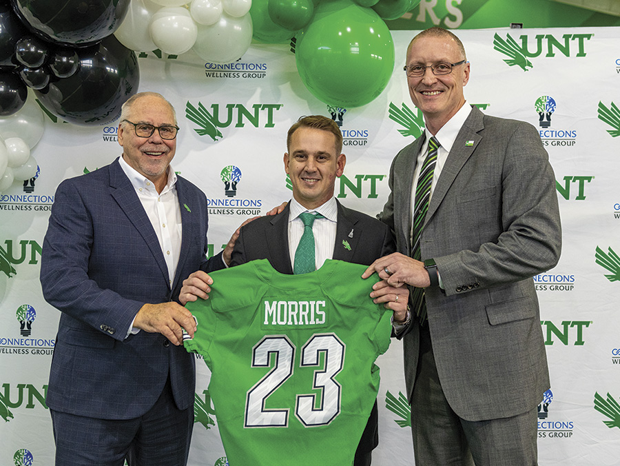 UNT President Neal Smatresk, Eric Morris and Jared Mosley