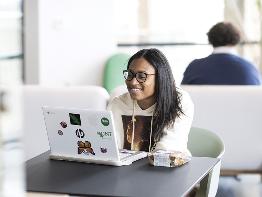 Student using laptop computer