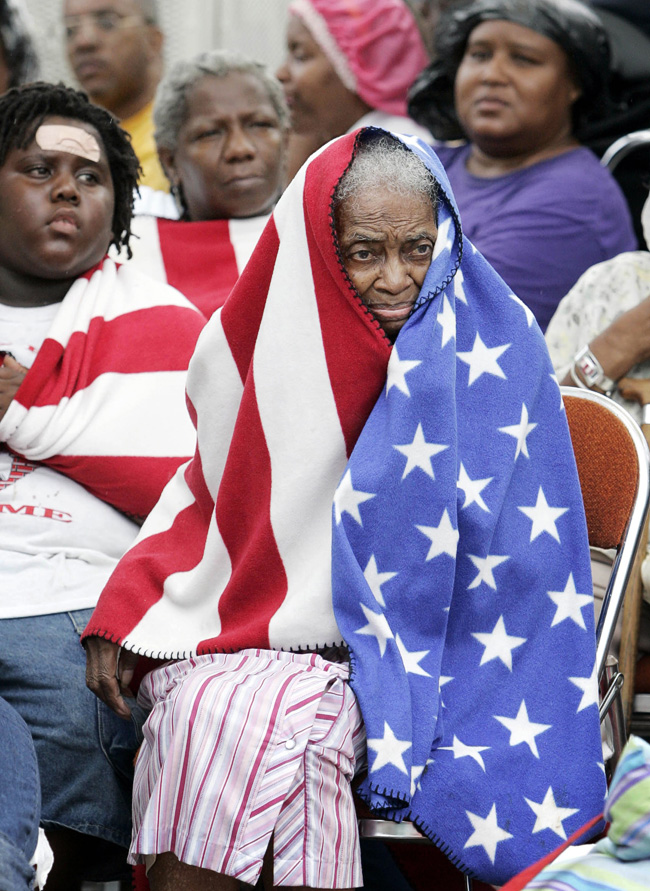 Outside the convention center in New Orleans after Hurricane Katrina, Sept. 1, 2005