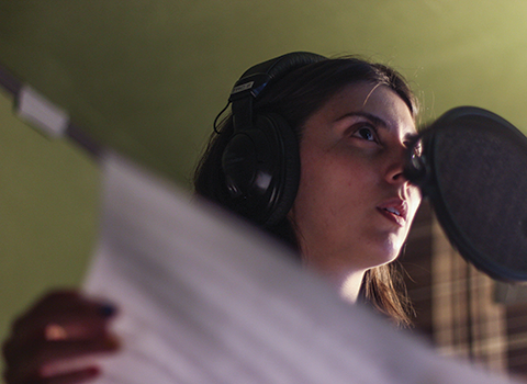 Amanda Ekery in a recording studio