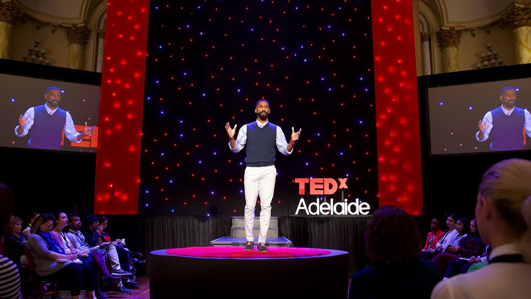 Joseph Campbell on the TedX Adelaide stage
