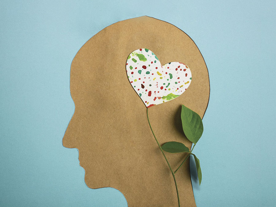 Graphic human silouette depicting a mind