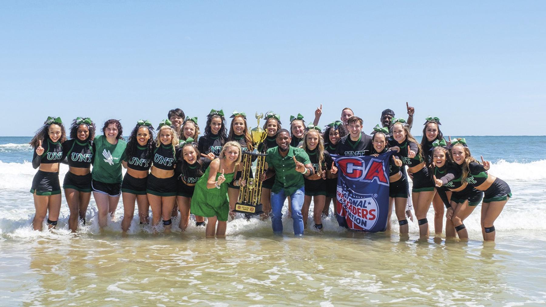 North Texas Cheer team at the beach